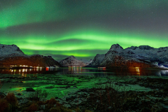 Aurora over the fjord