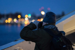 Marty shooting from an Amsterdam ferry.