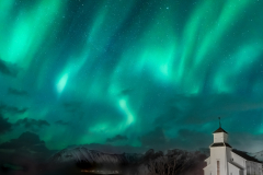 Lofoten Islands Church Aurora