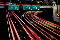 Headlight trails in Saint Paul, MN at the intersection of 94 and 35E